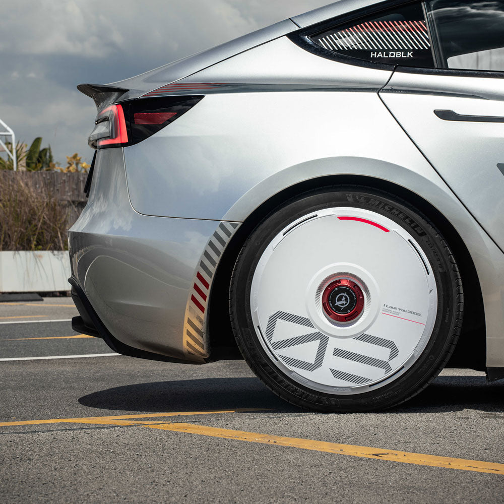 HALODISC 2 Custom Numbers - White | Set of 4 Wheel Covers for Tesla