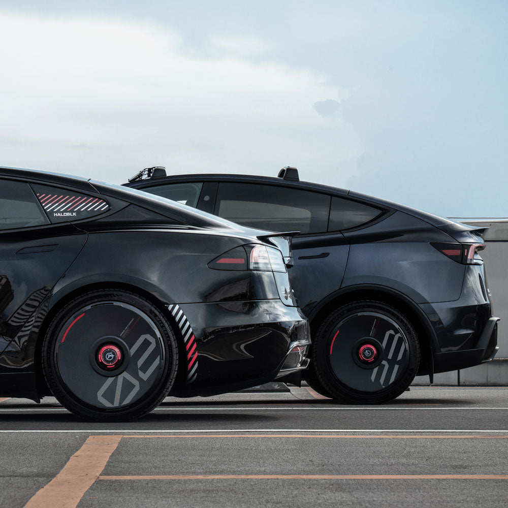HALODISC 2 Custom Numbers - Black | Set of 4 Wheel Covers for Tesla