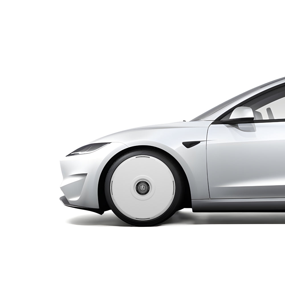 White Tesla Wheel Covers: HALODISC 2 RTP | HALOBLK