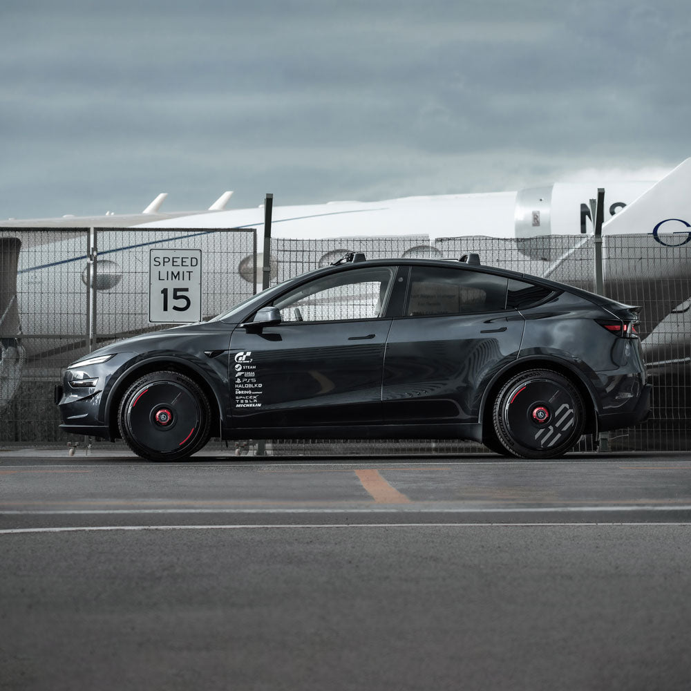 HALODISC 2 Custom Numbers - Black | Set of 4 Wheel Covers for Tesla
