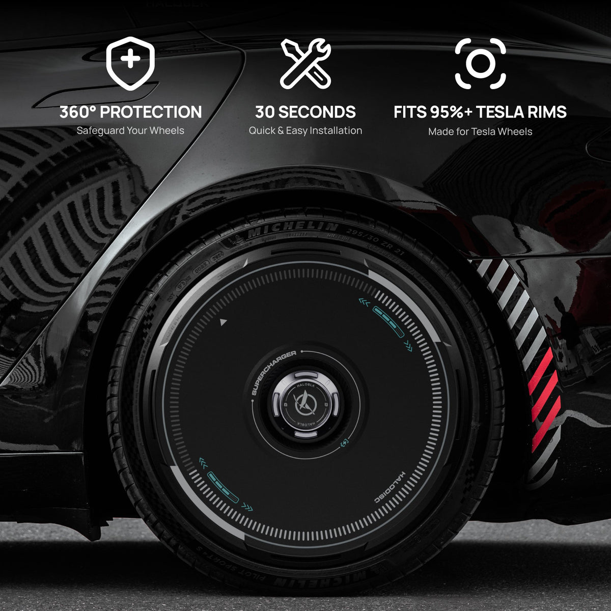HALODISC 2 Supercharger | Set of 4 Wheel Covers for Tesla