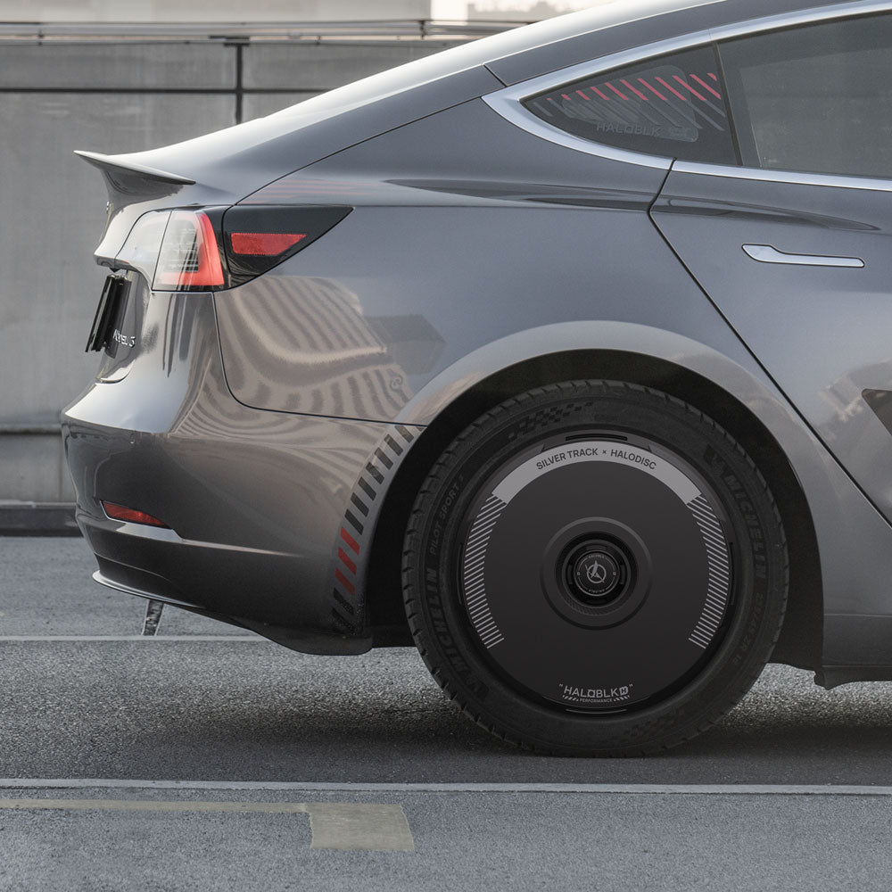 HALODISC 2 Silver Track | Set of 4 Wheel Covers for Tesla