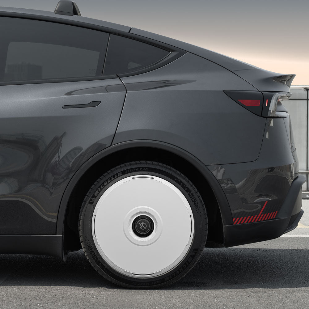 White Tesla Wheel Covers: HALODISC 2 RTP | HALOBLK