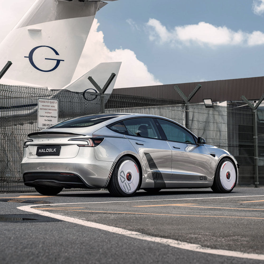HALODISC 2 Custom Numbers - White | Set of 4 Wheel Covers for Tesla