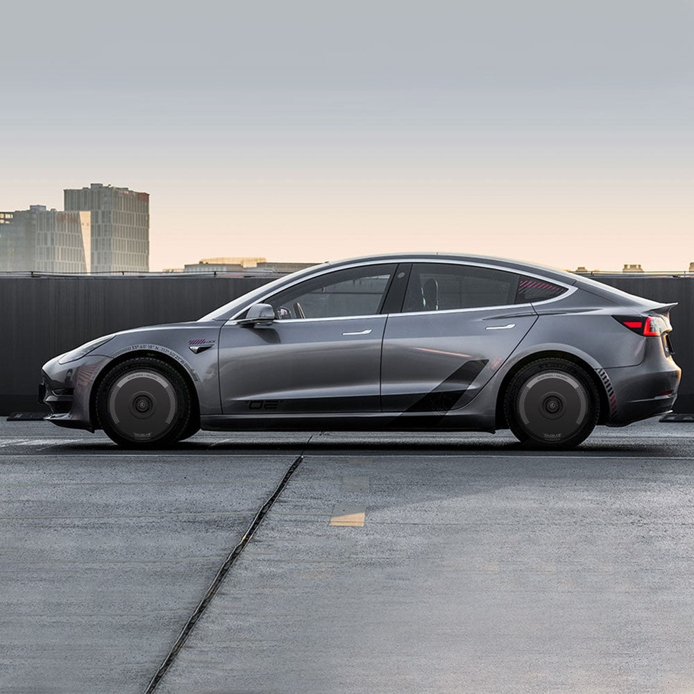 HALODISC 2 Silver Track | Set of 4 Wheel Covers for Tesla