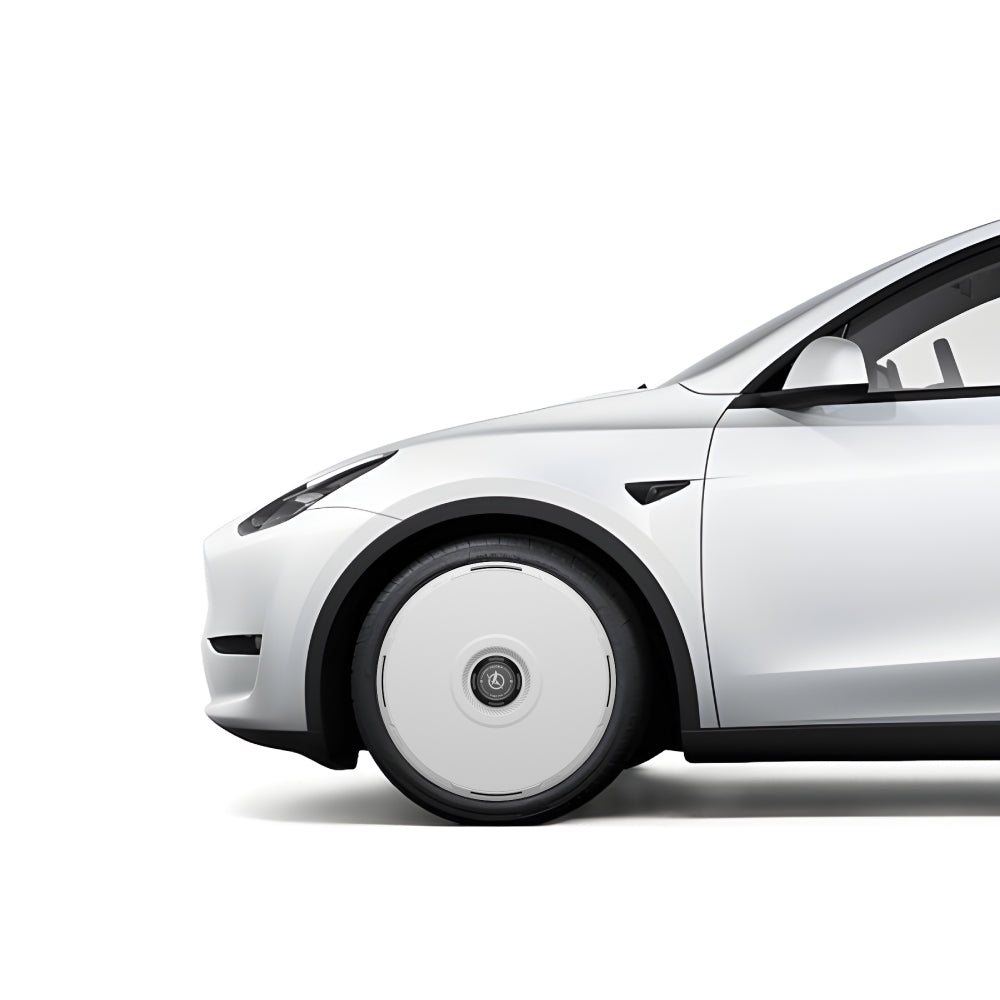 White Tesla Wheel Covers: HALODISC 2 RTP | HALOBLK