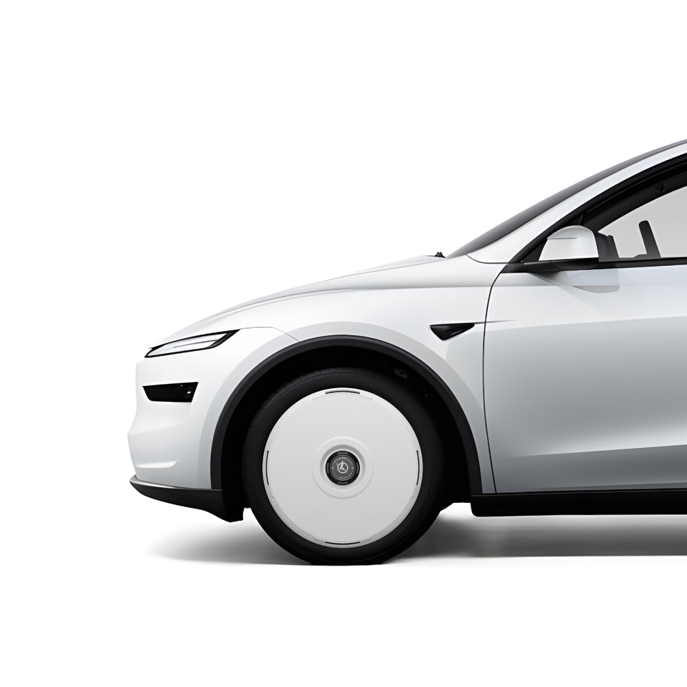 White Tesla Wheel Covers: HALODISC 2 RTP | HALOBLK