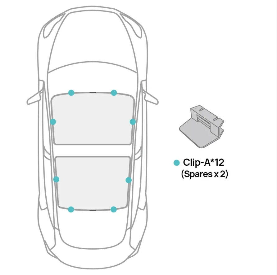 Voyager 2 Roof Glass Sunshade Replaceable Clips For Tesla Model 3 & Model Y & Model 3 Highland